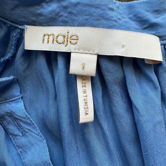 Maje Lua Collarless Blouse Womens Size 1 US S Clean Girl Aesthetic Office Top - Picture 7 of 8